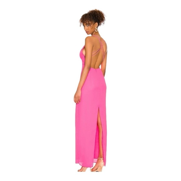 Superdown Lucinda Strappy Maxi Dress Long Gown in Hot Pink Fuchsia Size Small - Picture 2 of 7